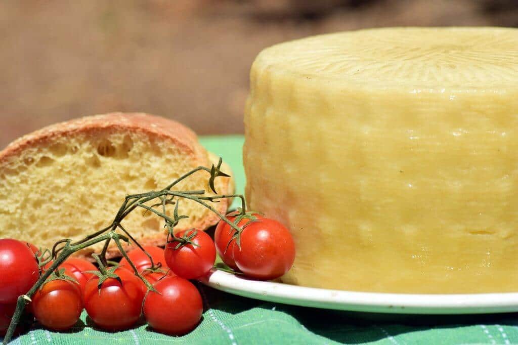 queso manchgo, pan y tomate