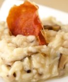 Risotto con queso manchego, champiñones y jamon